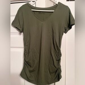 Classic V-Neck Maternity Short Sleeve Tee in Olive